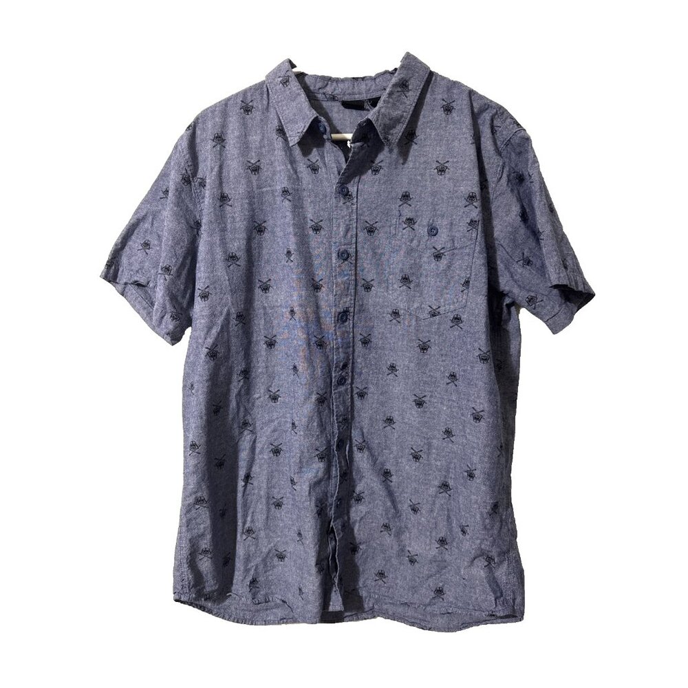 Star Wars Blue with Darth Vader Button Down Short Sleeve Shirt Size XL